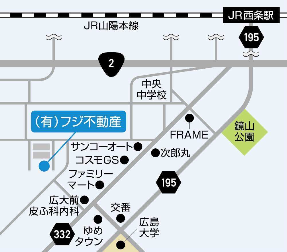 フジ不動産西条店マップ